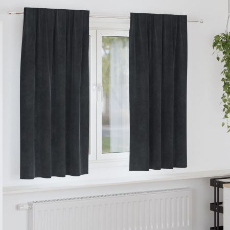 Draperii blackout cu bandă de susținere 2 bucăți Catifea Neagră