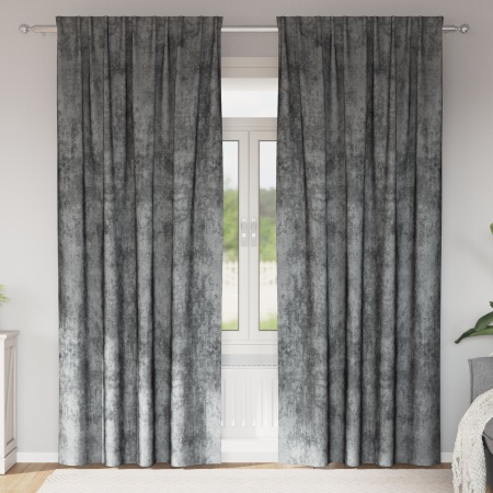 Draperii din catifea 2 piese cu buzunar pentru baghetă Gri 225x140 cm