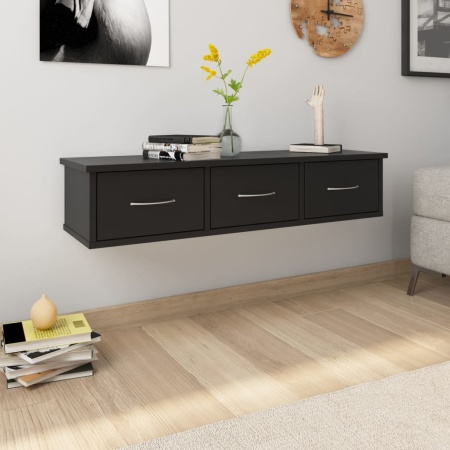Dulap de perete cu sertare, negru 88x26x18,5 cm lemn prelucrat