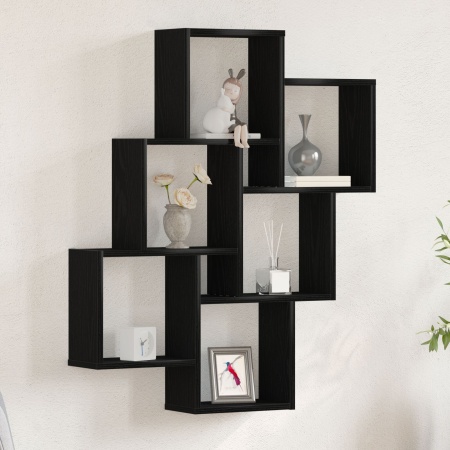 Dulap de perete din lemn negru de stejar 78x15x92 cm MDF