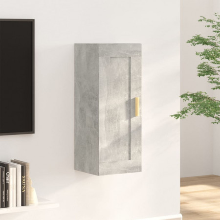 Dulap de perete, gri beton, 35x34x90 cm, lemn compozit