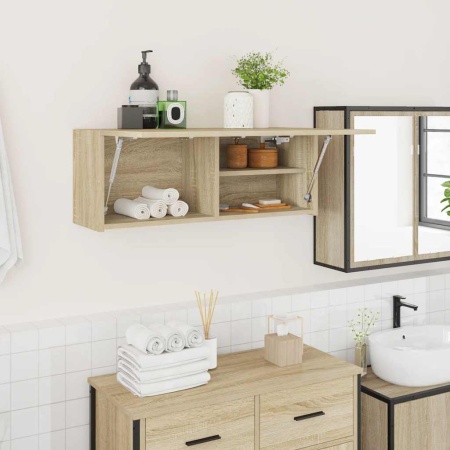 Dulap perete baie, stejar sonoma, 80x25x30 cm, lemn prelucrat