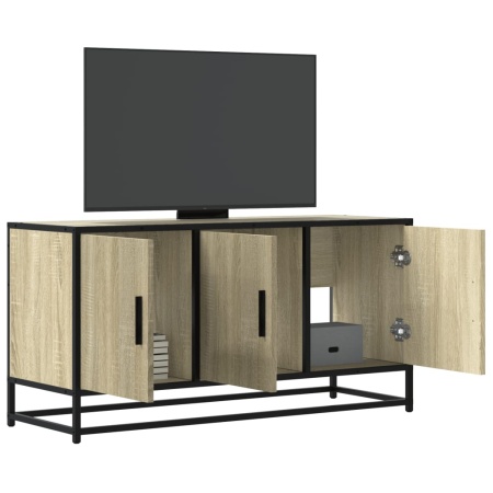 Dulap TV stejar sonoma, 100x35x50 cm lemn prelucrat și metal