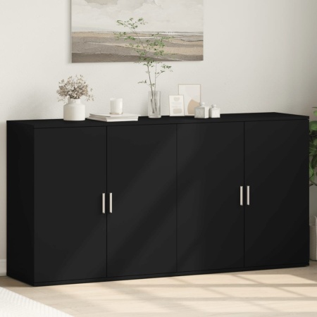 Dulapuri, negru, 2 buc., 79x38x80 cm, lemn prelucrat
