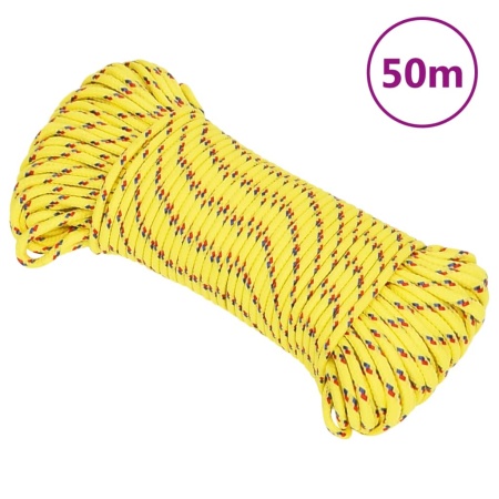 Frânghie de barcă, galben, 3 mm, 50 m, polipropilenă