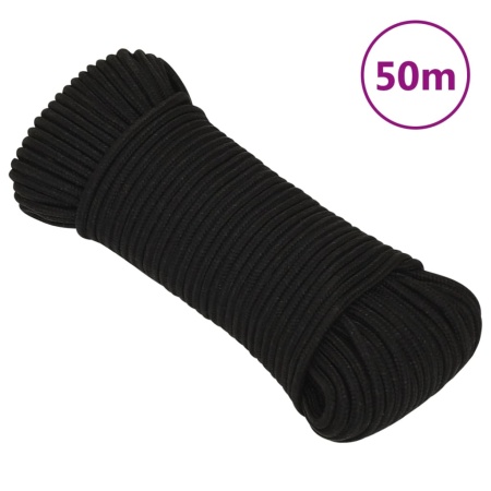 Frânghie de lucru, negru, 4 mm, 50 m, poliester