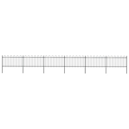 Gard de grădină cu vârf curbat, negru, 10,2 m, oțel - Img 1