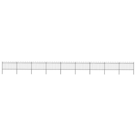 Gard de grădină cu vârf curbat, negru, 15,3 x 1 m, oțel