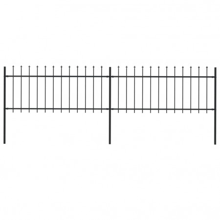 Gard de grădină cu vârf suliță, negru, 3,4 m, oțel