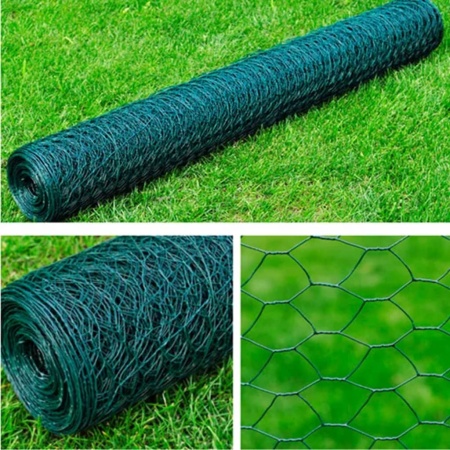 Gard de plasă, verde închis, 1 x 25 m, oțel, hexagon