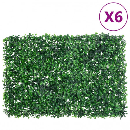 Gard din frunze de arbust artificiale, 6 buc., verde, 40x60 cm