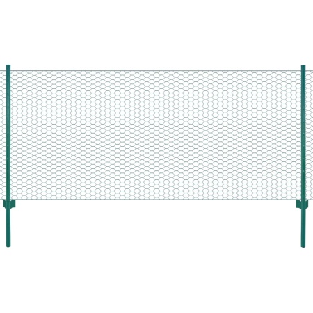 Gard din plasă de sârmă cu stâlpi, verde, 25 x 0,5 m, oțel