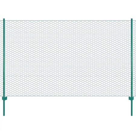 Gard din plasă de sârmă cu stâlpi, verde, 25 x 2 m, oțel