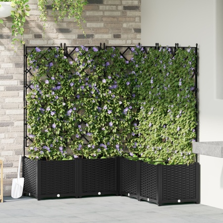 Ghiveci de grădină cu trellis 5 bucăți Negre 120x120x143 cm