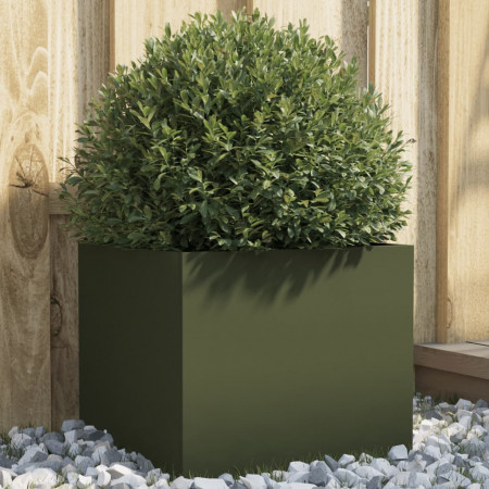 Jardinieră, verde măsliniu, 32x30x29 cm, oțel laminat la rece
