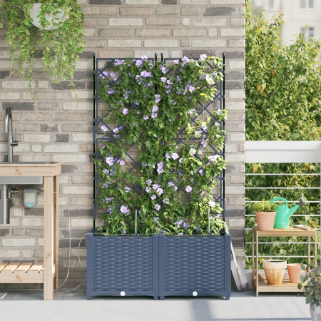 Jardiniere cu sistem de irigare 2 buc Gri
