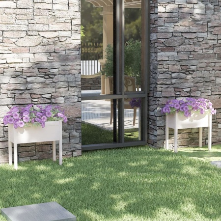 Jardiniere de grădină, 2 buc., alb, 70x31x70 cm, lemn masiv pin