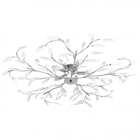 Lustră cu brațe tip frunze cristal acrilic alb 5 becuri E14 - Img 1