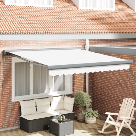 Marchiză Retractabilă Automată Albă 350x250 cm, Material de înlocuire pentru marchiză pentru cadru de 3.5x2.5 m Alb