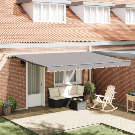 Marchiză retractabilă automată cu LED gri deschis 450x300 cm, Material de înlocuire pentru marchiză de 4,5x3 m cadru gri deschis