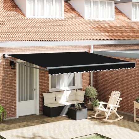 Marchiză retractabilă manuală Negru 400x300 cm, Material de înlocuire pentru marchiză pentru cadru de 4x3 m Negru