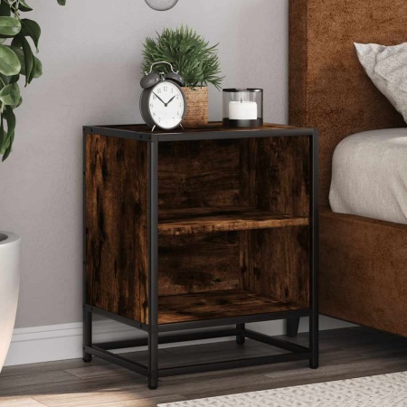 Noptiera stejar afumat 40x31x50 cm lemn prelucrat si metal