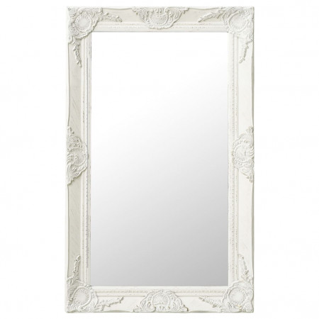 Oglindă de perete în stil baroc, alb, 50 x 80 cm