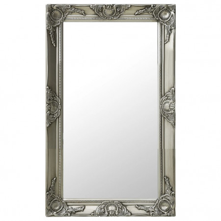Oglindă de perete în stil baroc, argintiu, 50 x 80 cm