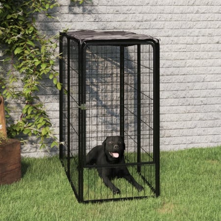 Padoc pentru câini cu 6 panouri, negru, 50x100 cm, oțel