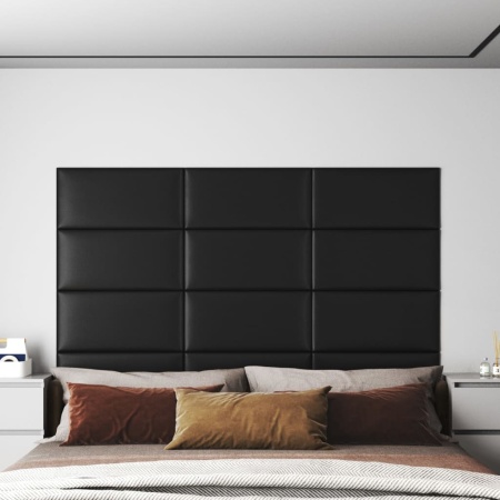 Panouri de perete 12 buc. negru 60x30 cm piele eco 2,16 m²