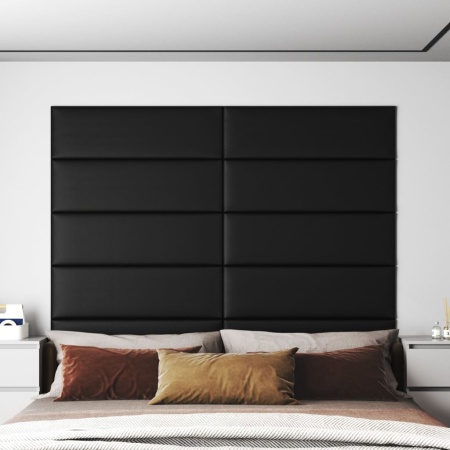 Panouri de perete 12 buc. negru, 90x30 cm, piele eco 3,24 m²