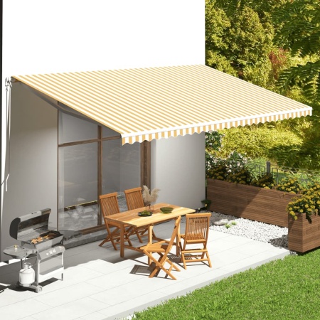 Pânză de rezervă copertină, galben și alb, 6x3,5 m