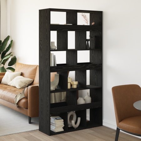 Paravan 2 piese Stejar negru 100x33x187,5 cm Lemn prelucrat