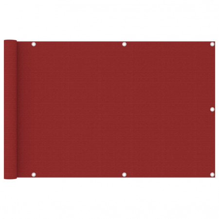 Paravan de balcon, roșu, 90 x 400 cm, HDPE - Img 1