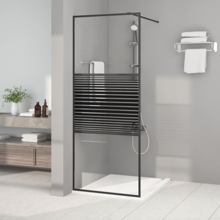 Paravan de duș walk-in negru 80x195 cm sticlă ESG transparentă