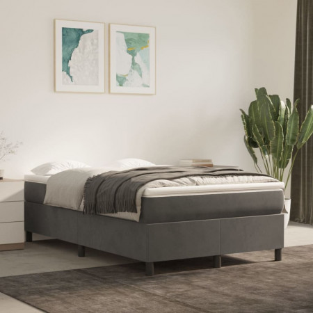 Pat box spring cu saltea, gri închis, 120x200 cm, catifea