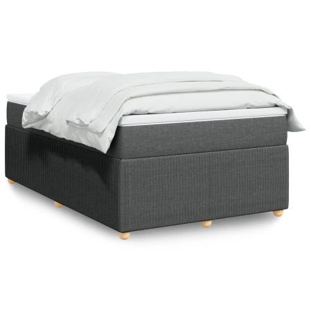 Pat box spring cu saltea, gri închis, 120x200 cm, textil