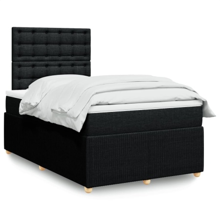 Pat box spring cu saltea, negru, 120x200 cm, textil