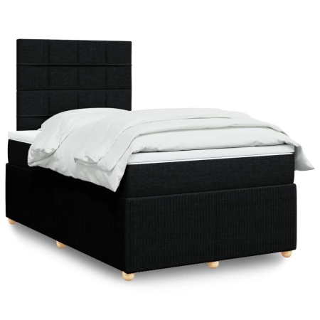 Pat box spring cu saltea, negru, 120x200 cm, textil