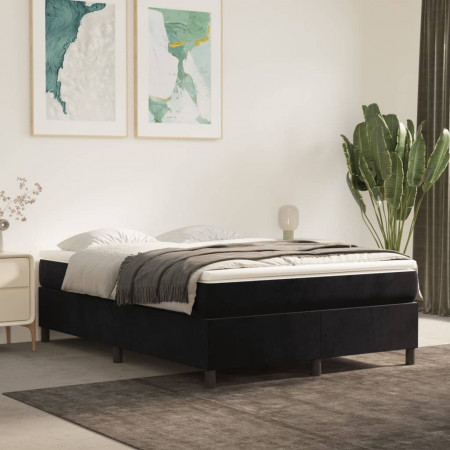 Pat box spring cu saltea, negru, 140x190 cm, catifea