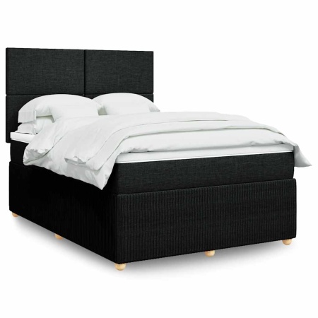 Pat box spring cu saltea, negru, 140x190 cm, textil