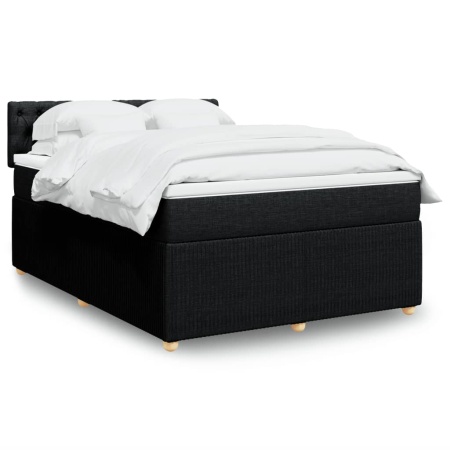 Pat box spring cu saltea, negru, 140x200 cm, textil - Img 1