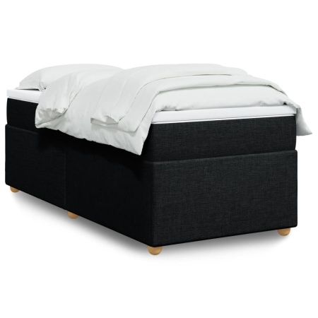 Pat box spring cu saltea, negru, 90x200 cm, textil - Img 1