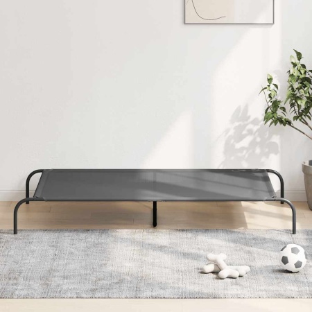 Pat înălțat pentru câini gri 150x90x20 cm Textilenă și oțel