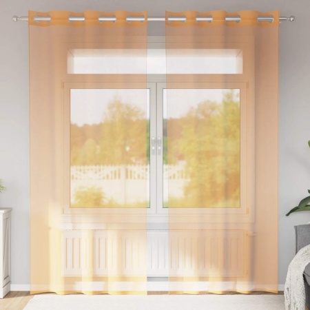 Perdele Voile cu Oelii 2 buc Portocaliu 140x245 cm