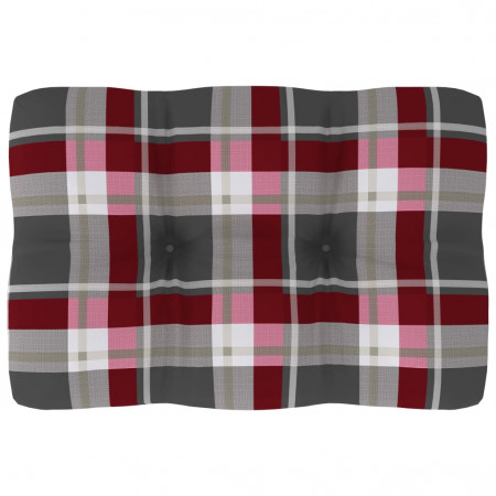 Pernă pentru canapea din paleți, roșu carouri, 60 x 40 x 10 cm - Img 1