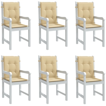 Perne scaun cu spătar mic, 6 buc. melanj bej 100x50x4 cm textil