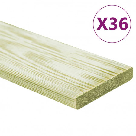 Plăci de pardoseală 36 buc. 4,32 m² 1 m, lemn masiv pin tratat - Img 1