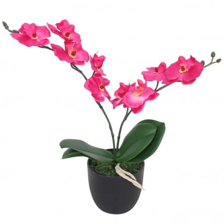 Plantă artificială orhidee cu ghiveci, 30 cm, roșu - Img 1