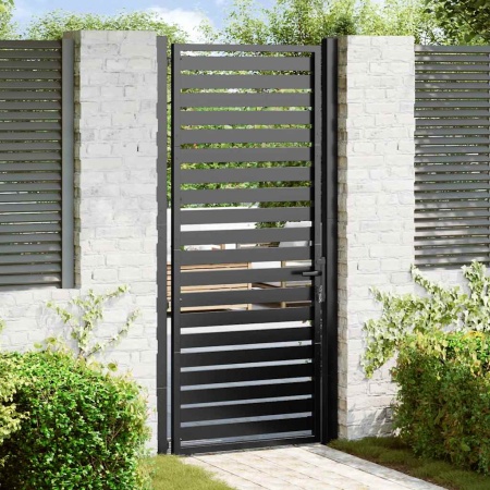 Poarta de gradina incuiata neagra 100x200 cm aluminiu